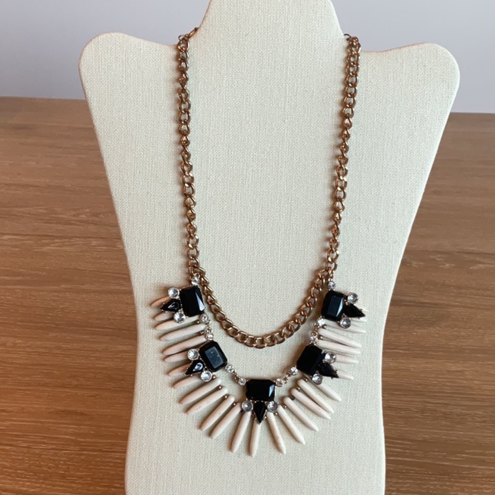 Elegant and Unique Black and Gold Statement Necklace